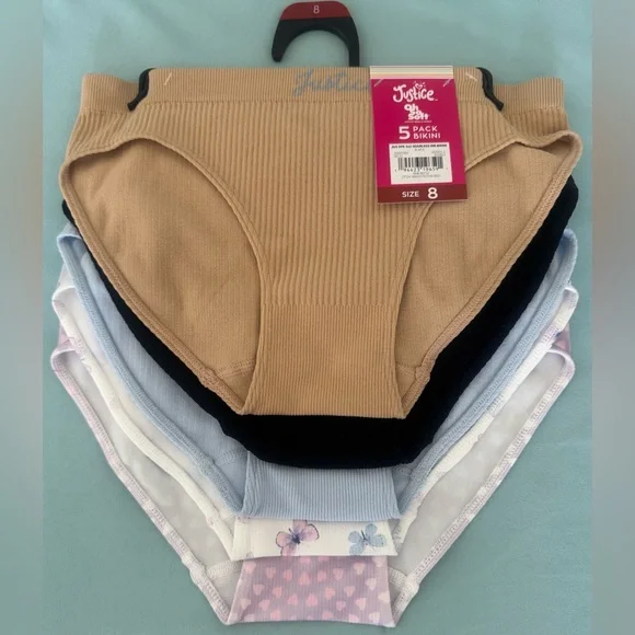 Justice Girls Seamless Bikini Underwear, 5-Pack - Picture 8 of 8